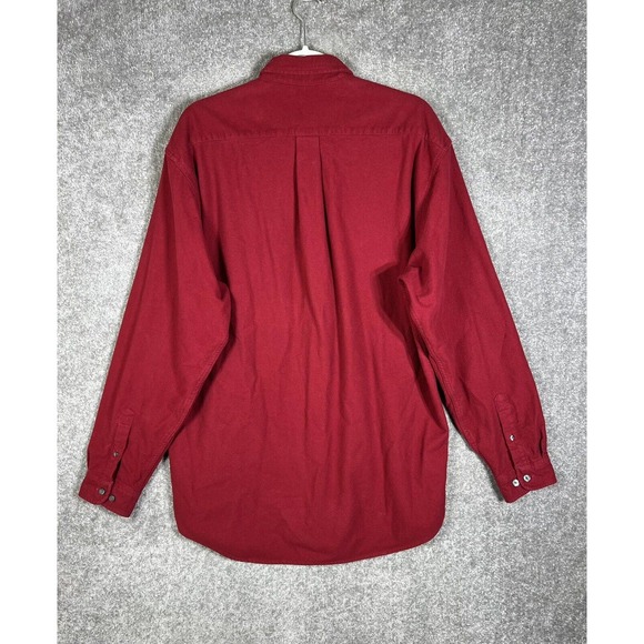 Eddie Bauer Long Sleeve Button‎ Down Flannel Shirt Mens Large Tall Red Pocket - Picture 2 of 14